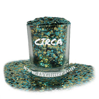 Circa Gold Teal Turquoise Metallic Chunky Mix Glitter Shaker