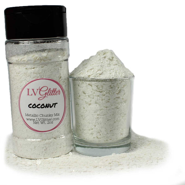 Coconut White Metallic Chunky Mix Glitter Shaker