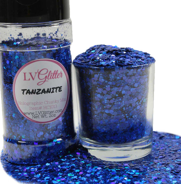 Tanzanite Blue Holographic Chunky Mix Glitter Shaker