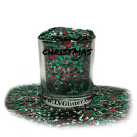 Christmas Red Green White Metallic Chunky Mix Glitter Sample