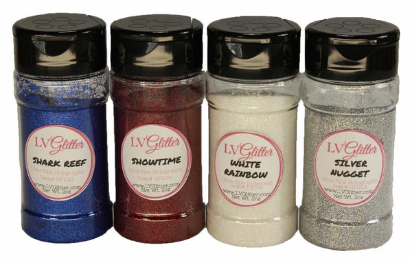Patriotic Holographic Bundle - Shark Reef, Showtime, White Rainbow, Silver Nugget Holographic Ultra Fine Glitter