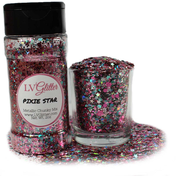Pixie Star Pink Variety Metallic Chunky Mix Glitter Shaker