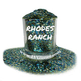 Rhodes Ranch Green Blue Gold Chunky Mix Glitter Sample