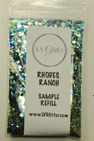 Rhodes Ranch Green Blue Gold Chunky Mix Glitter Sample