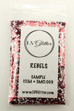 Rebels Red White Black Metallic Chunky Mix Glitter Sample