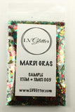 Mardi Gras Gold Red Green Metallic Chunky Mix Glitter Sample