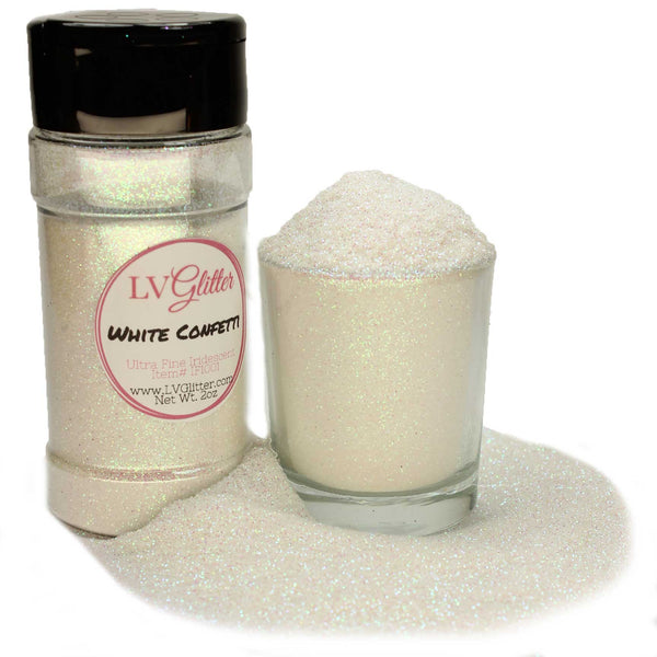 White Confetti Iridescent Ultra Fine Glitter Shaker