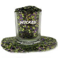 Wicked Halloween Purple Green Chunky Mix Glitter Shaker